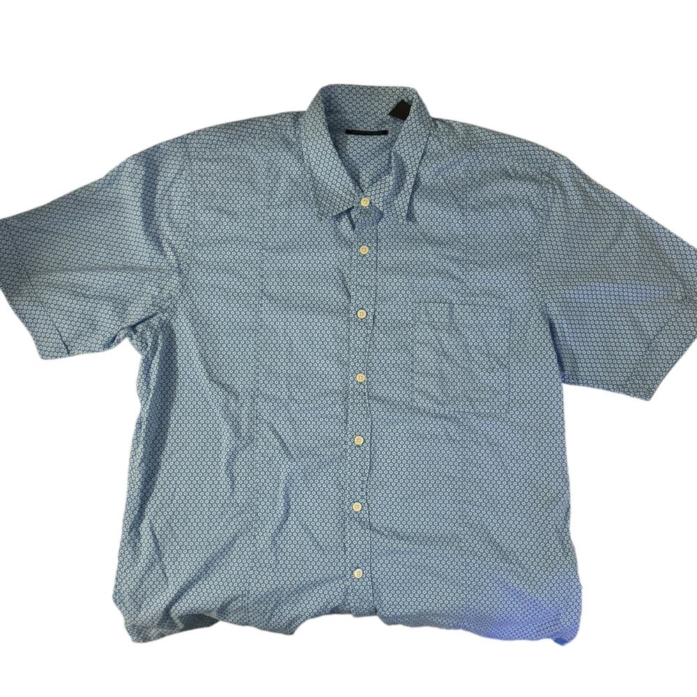 Kenneth Cole Casual Collar Shirt Blue with White Rings XXL